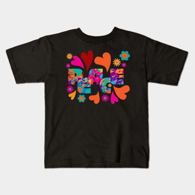 Hippie Peace colorful summer design Kids T-Shirt by Hispaniola-Fineart